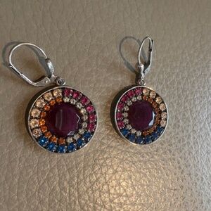 COEUR DE LION original dangle drop earrings Swarovski crystals multicolour